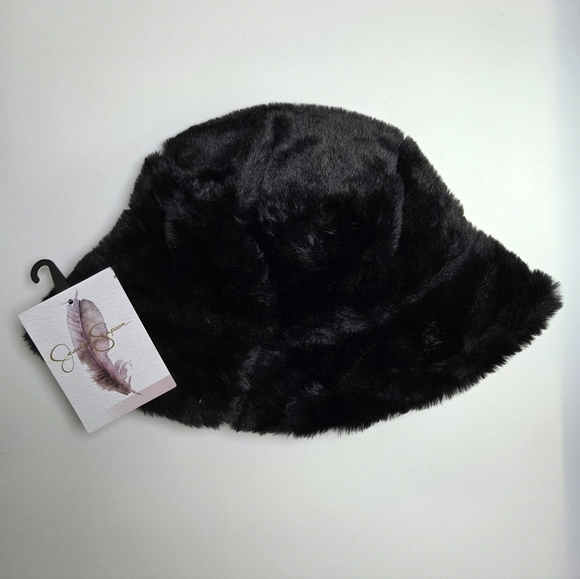 Jessica Simpson Accessories - NWT Jessica Simpson Faux Fur Black Bucket Hat
